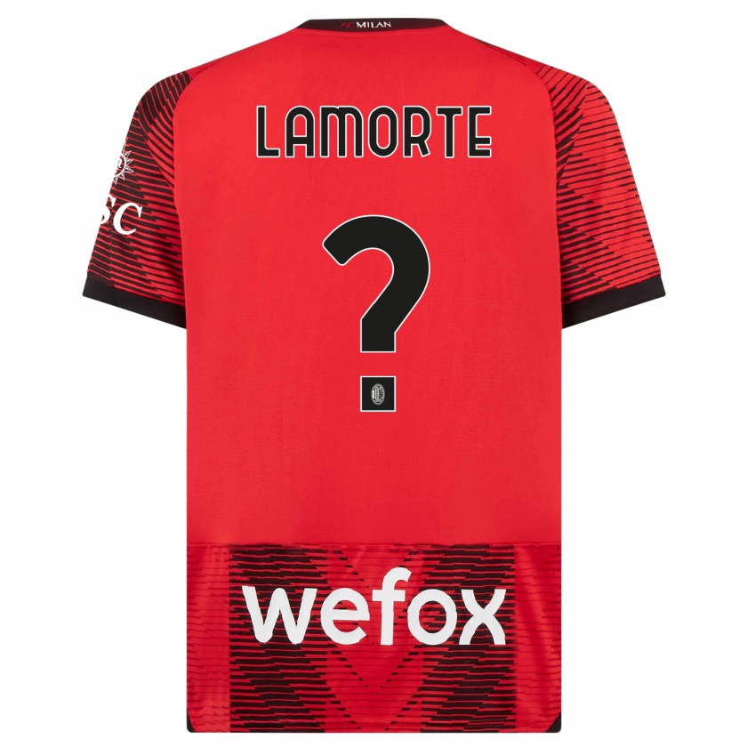 Kandiny Herren Alessandro Lamorte #0 Rot Schwarz Heimtrikot Trikot 2023/24 T-Shirt