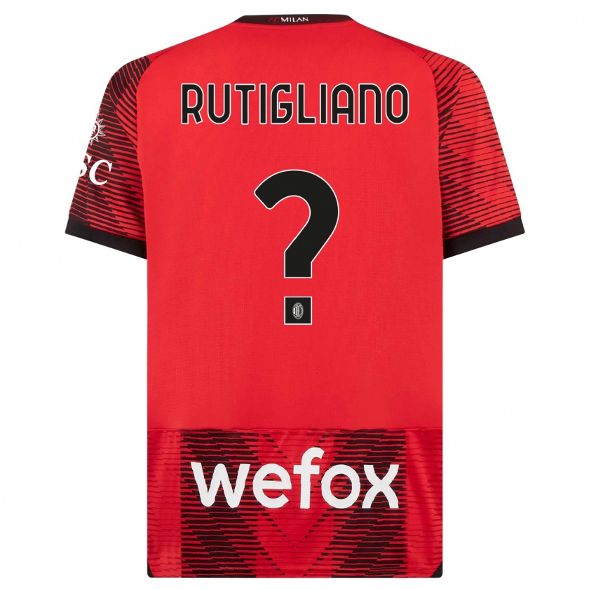 Kandiny Herren Samuele Rutigliano #0 Rot Schwarz Heimtrikot Trikot 2023/24 T-Shirt