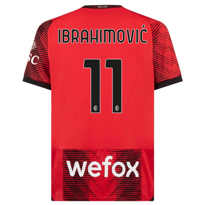 Kandiny Herren Zlatan Ibrahimovic #11 Rot Schwarz Heimtrikot Trikot 2023/24 T-Shirt