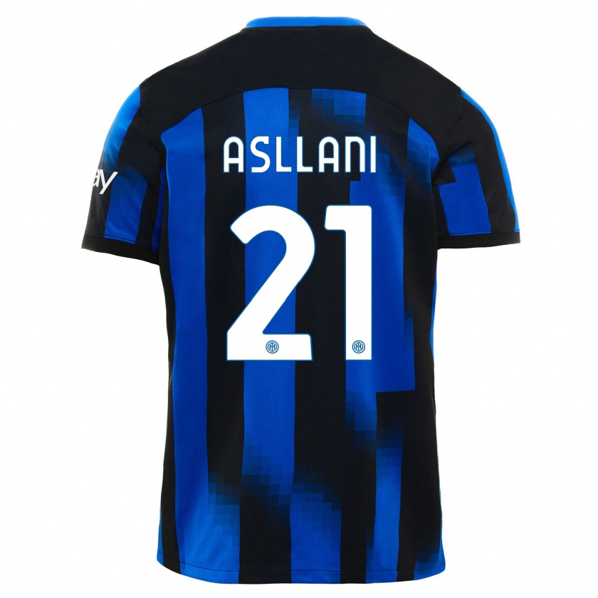 Kandiny Herren Kristjan Asllani #21 Schwarz Blau Heimtrikot Trikot 2023/24 T-Shirt