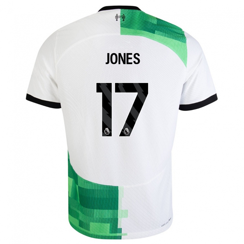 Kandiny Herren Curtis Jones #17 Weiß Grün Auswärtstrikot Trikot 2023/24 T-Shirt