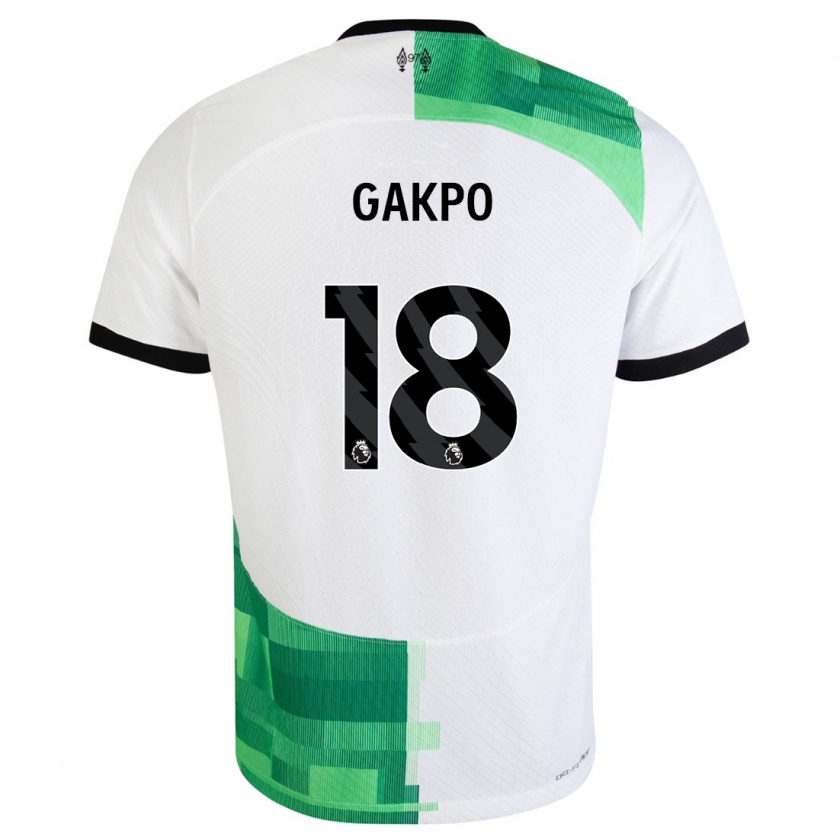 Kandiny Herren Cody Gakpo #18 Weiß Grün Auswärtstrikot Trikot 2023/24 T-Shirt