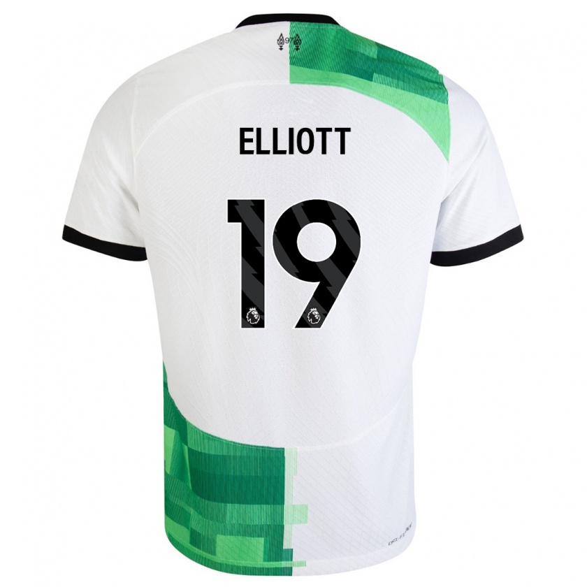 Kandiny Herren Harvey Elliott #19 Weiß Grün Auswärtstrikot Trikot 2023/24 T-Shirt