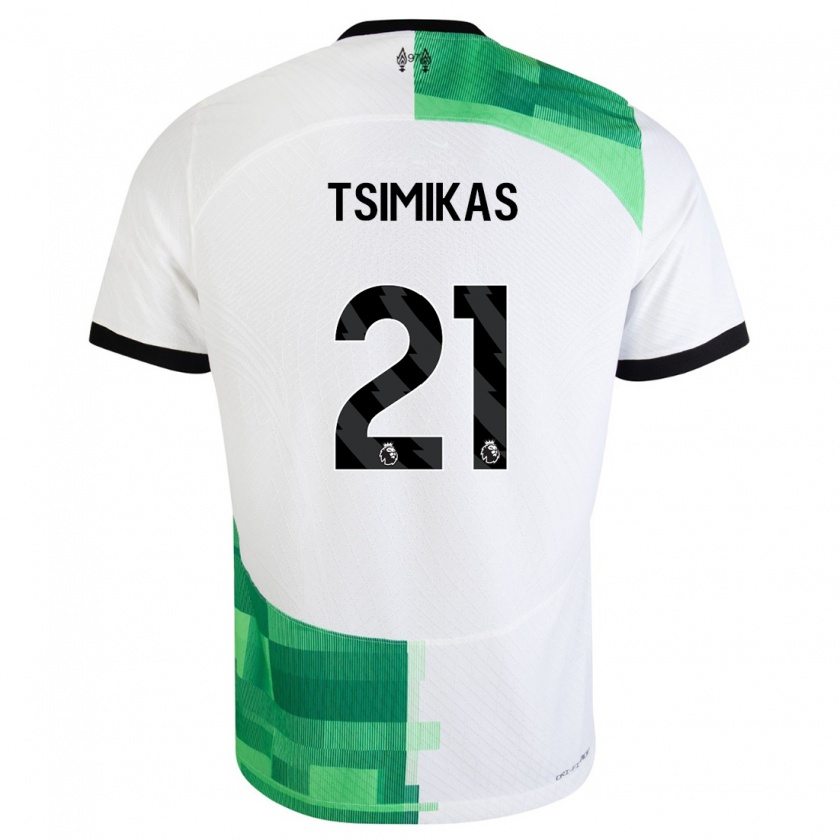 Kandiny Herren Konstantinos Tsimikas #21 Weiß Grün Auswärtstrikot Trikot 2023/24 T-Shirt