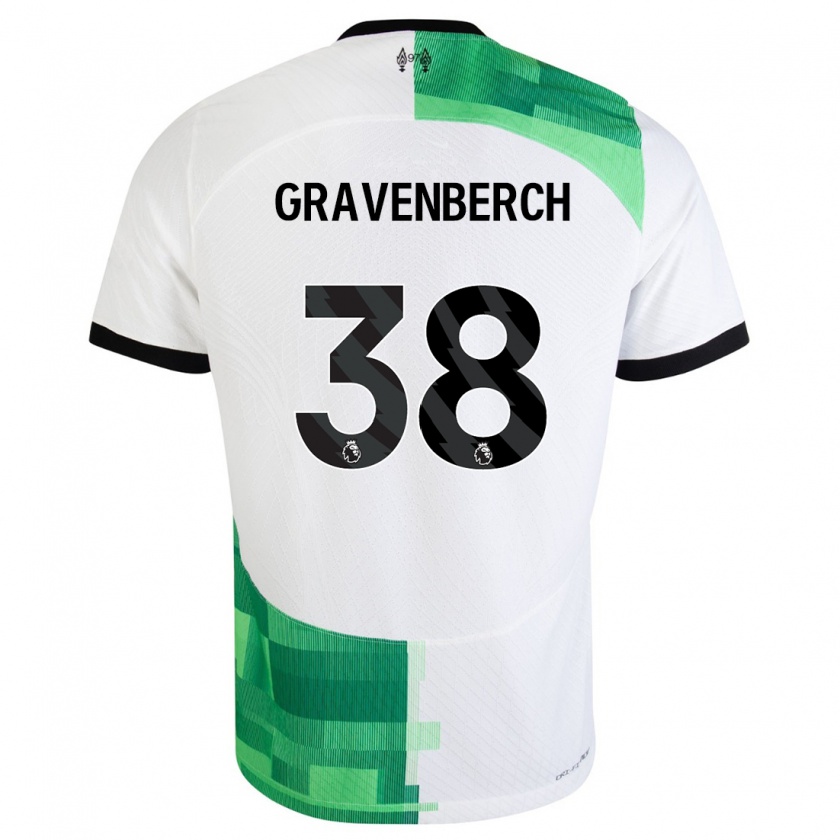 Kandiny Herren Ryan Gravenberch #38 Weiß Grün Auswärtstrikot Trikot 2023/24 T-Shirt