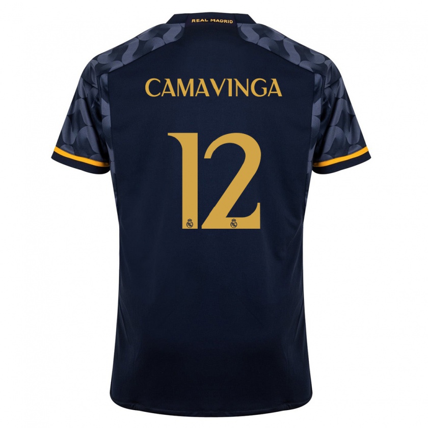 Kandiny Herren Eduardo Camavinga #12 Dunkelblau Auswärtstrikot Trikot 2023/24 T-Shirt