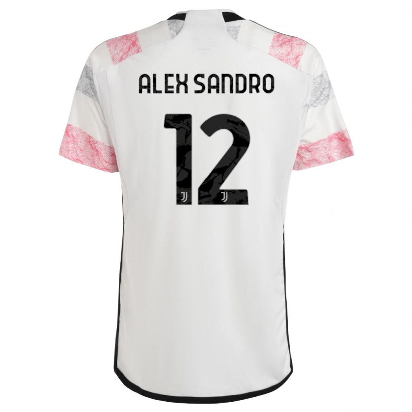 Kandiny Herren Alex Sandro #12 Weiß Rosa Auswärtstrikot Trikot 2023/24 T-Shirt