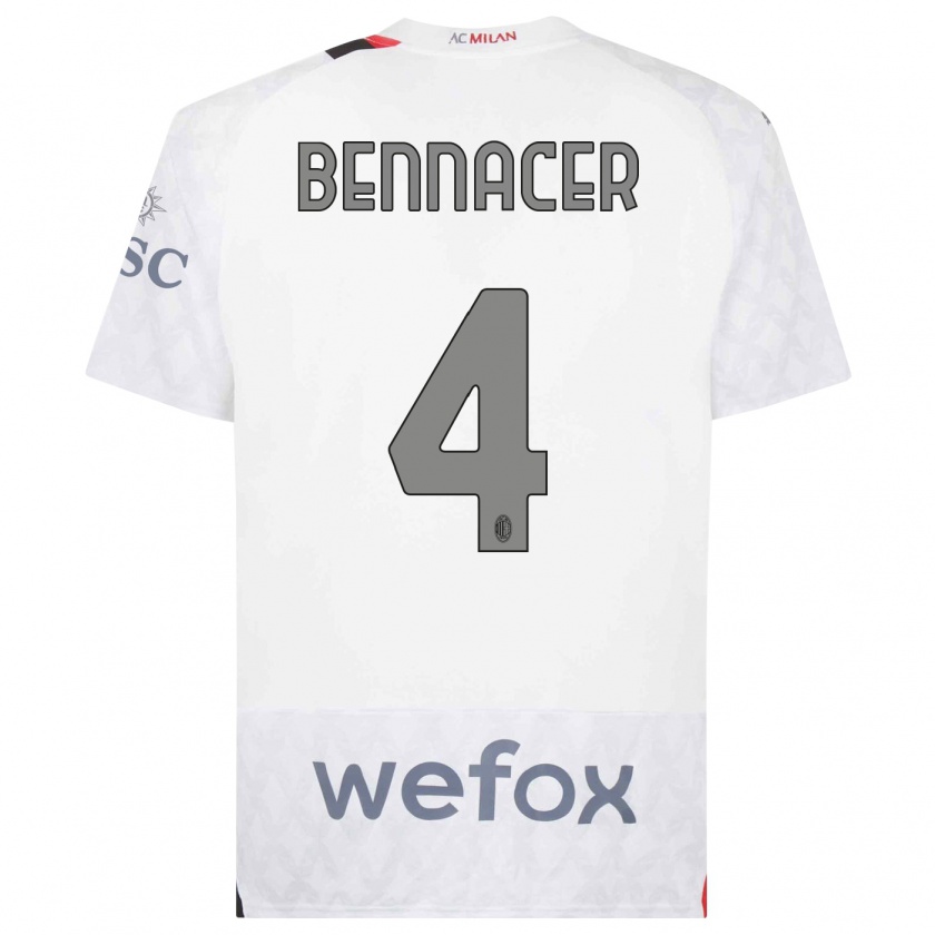 Kandiny Herren Ismaël Bennacer #4 Weiß Auswärtstrikot Trikot 2023/24 T-Shirt