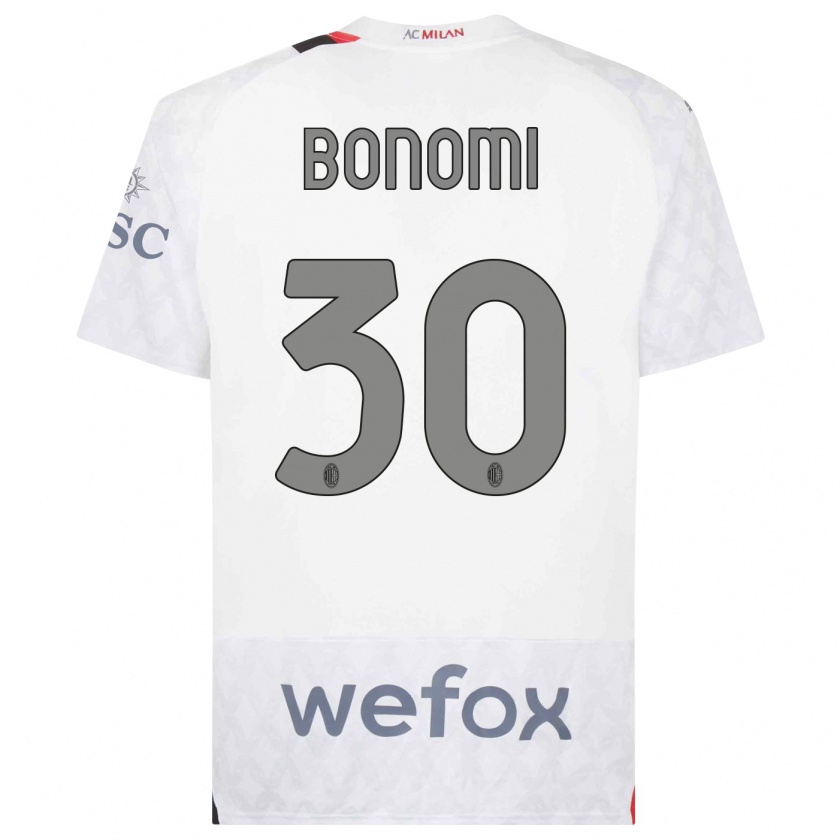 Kandiny Herren Alessandro Bonomi #30 Weiß Auswärtstrikot Trikot 2023/24 T-Shirt