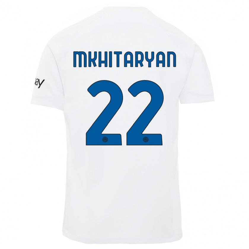 Kandiny Herren Henrikh Mkhitaryan #22 Weiß Auswärtstrikot Trikot 2023/24 T-Shirt