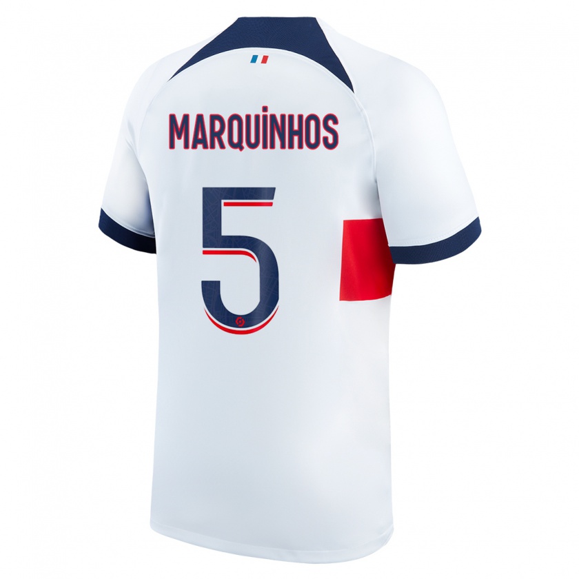 Kandiny Herren Marquinhos #5 Weiß Auswärtstrikot Trikot 2023/24 T-Shirt