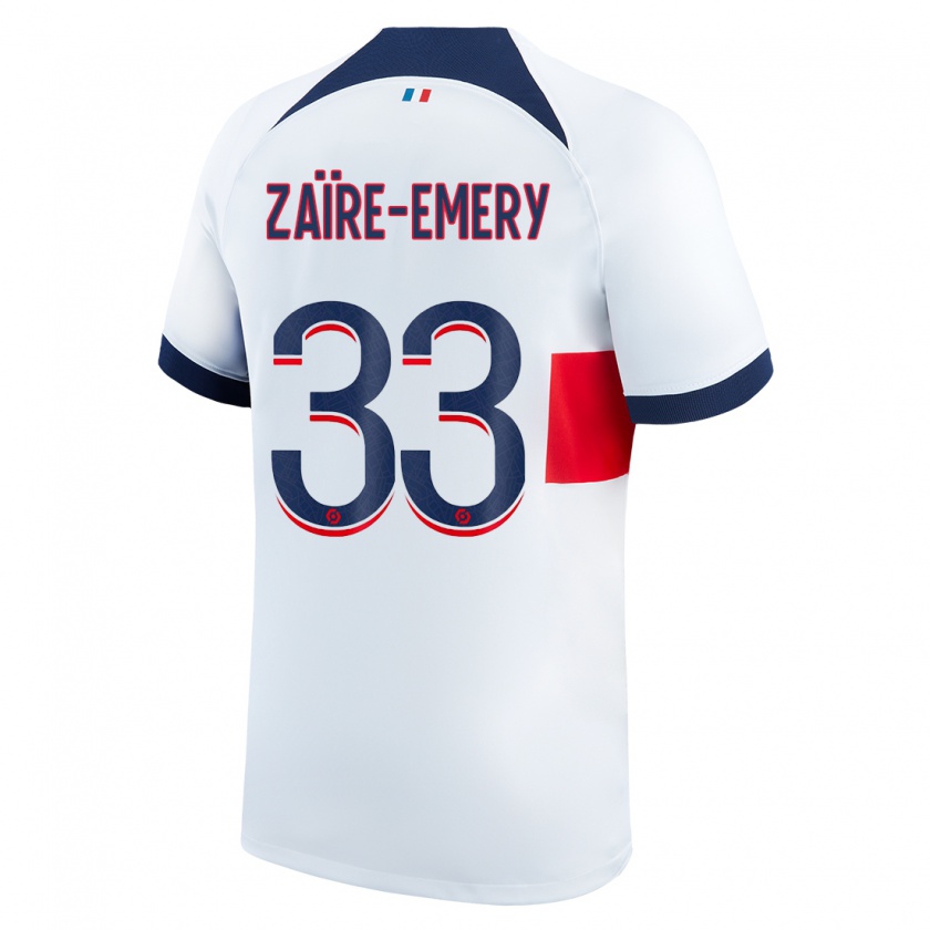 Kandiny Herren Warren Zaïre-Emery #33 Weiß Auswärtstrikot Trikot 2023/24 T-Shirt