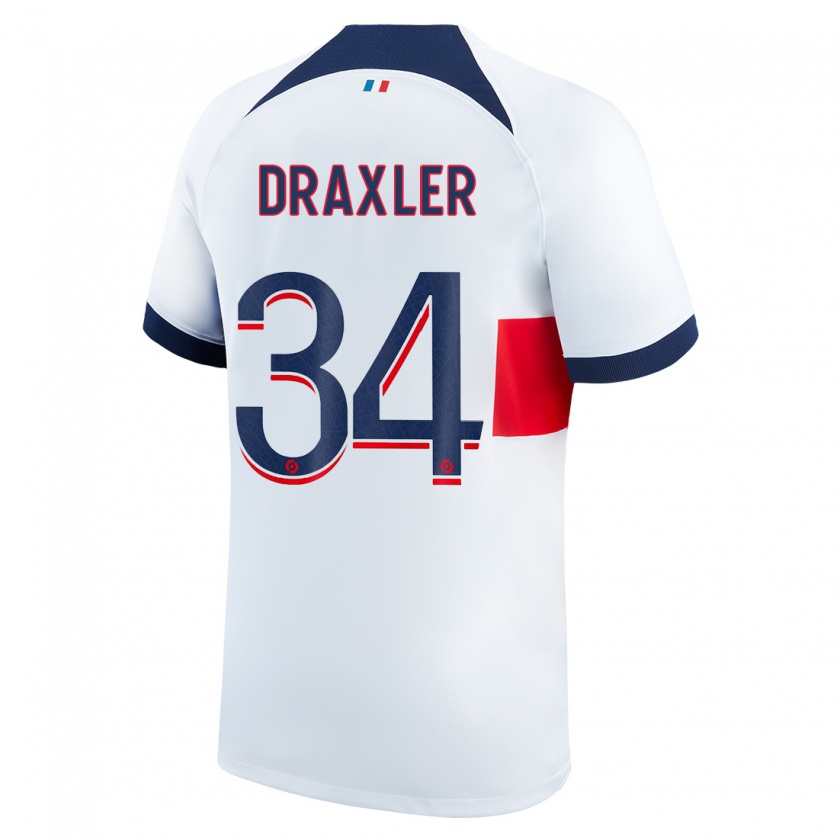 Kandiny Herren Julian Draxler #34 Weiß Auswärtstrikot Trikot 2023/24 T-Shirt