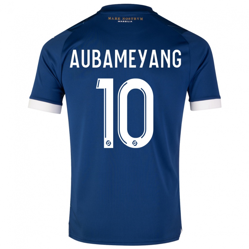Kandiny Herren Pierre-Emerick Aubameyang #10 Dunkelblau Auswärtstrikot Trikot 2023/24 T-Shirt