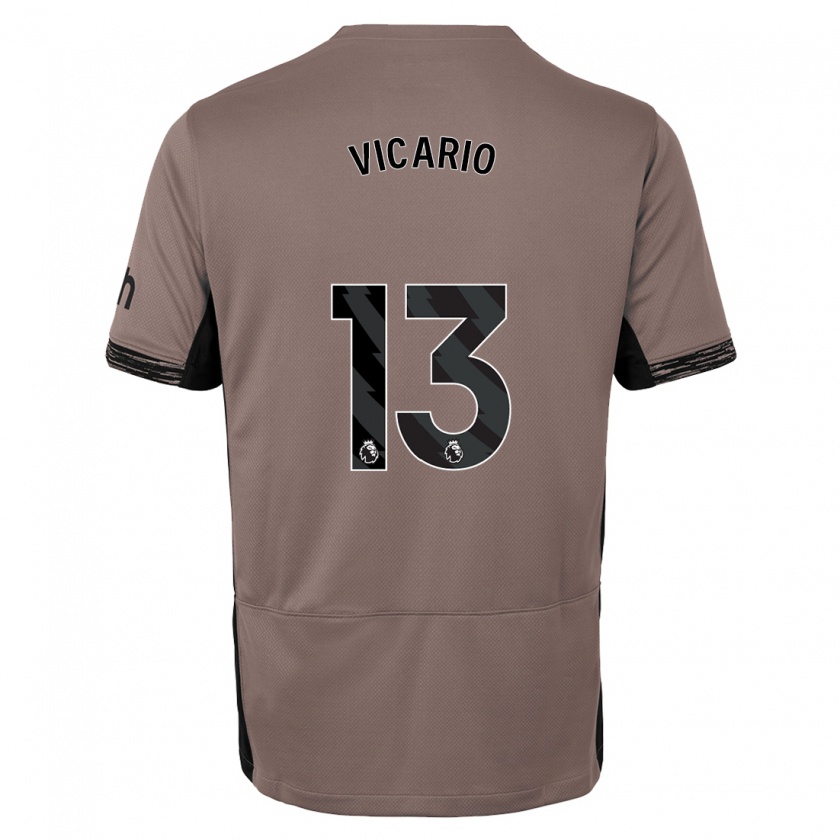 Kandiny Herren Guglielmo Vicario #13 Dunkelbeige Ausweichtrikot Trikot 2023/24 T-Shirt