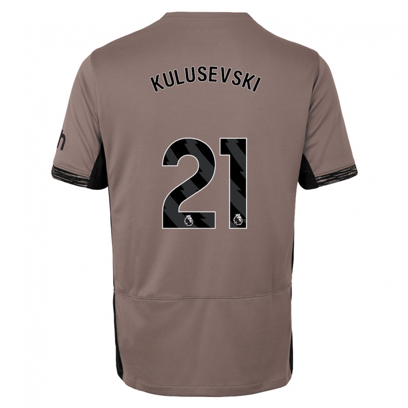 Kandiny Herren Dejan Kulusevski #21 Dunkelbeige Ausweichtrikot Trikot 2023/24 T-Shirt