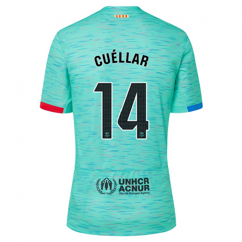 Kandiny Herren Jaume Cuéllar #14 Helles Aqua Ausweichtrikot Trikot 2023/24 T-Shirt