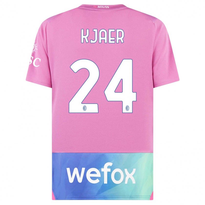 Kandiny Herren Simon Kjaer #24 Pink Lila Ausweichtrikot Trikot 2023/24 T-Shirt