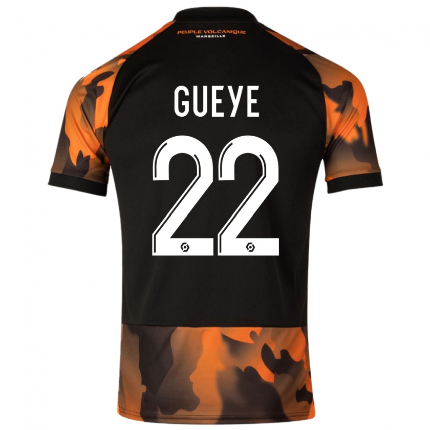 Kandiny Herren Pape Gueye #22 Schwarzorange Ausweichtrikot Trikot 2023/24 T-Shirt