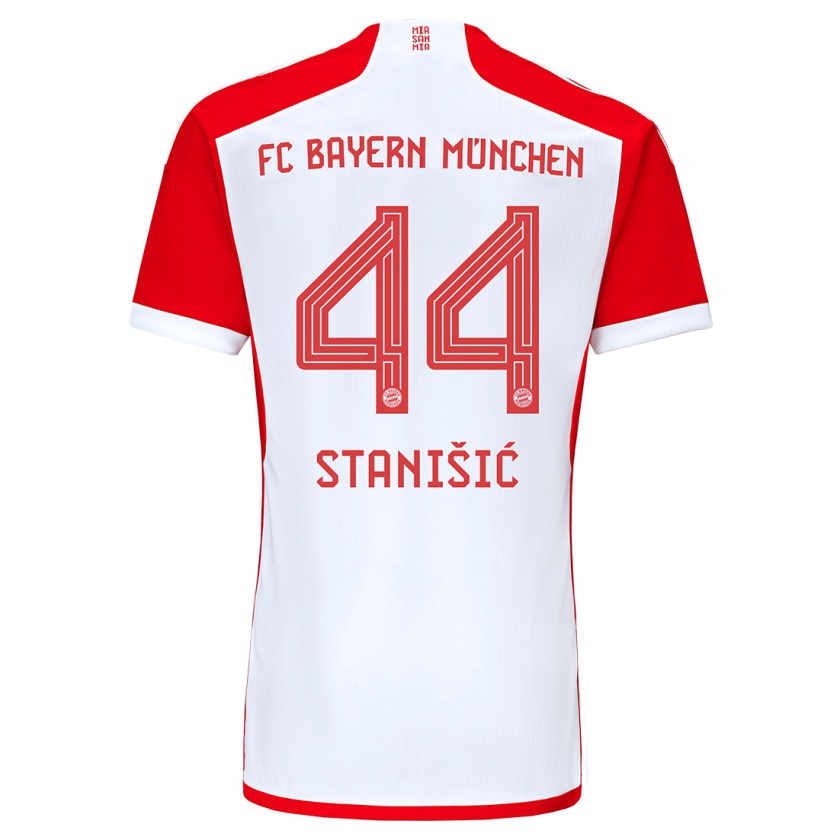 Kandiny Damen Josip Stanisic #44 Rot-Weiss Heimtrikot Trikot 2023/24 T-Shirt