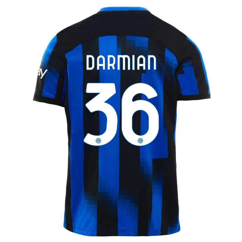 Kandiny Damen Matteo Darmian #36 Schwarz Blau Heimtrikot Trikot 2023/24 T-Shirt