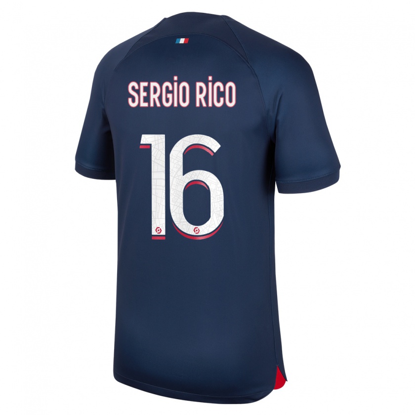 Kandiny Damen Sergio Rico #16 Blau Rot Heimtrikot Trikot 2023/24 T-Shirt