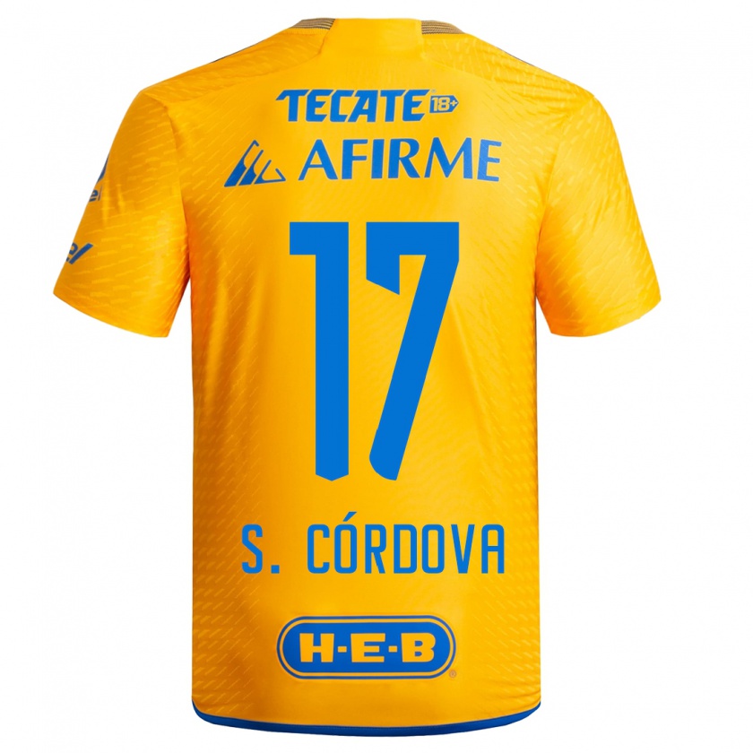 Kandiny Damen Sebastián Córdova #17 Gelb Heimtrikot Trikot 2023/24 T-Shirt