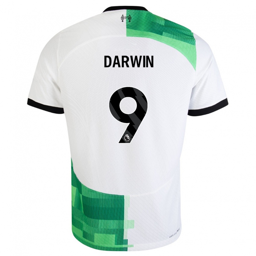 Kandiny Damen Darwin Núñez #9 Weiß Grün Auswärtstrikot Trikot 2023/24 T-Shirt