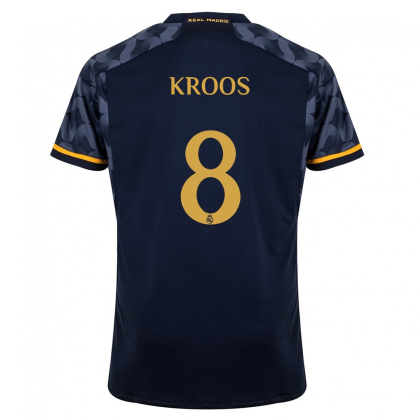 Kandiny Damen Toni Kroos #8 Dunkelblau Auswärtstrikot Trikot 2023/24 T-Shirt