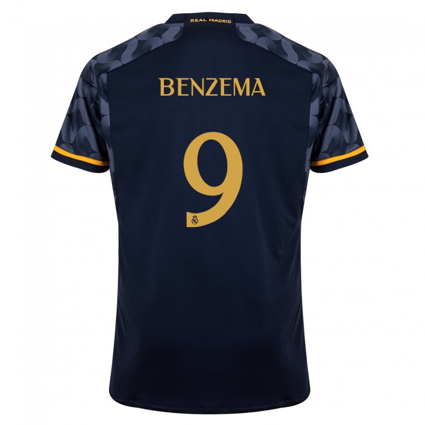 Kandiny Damen Karim Benzema #9 Dunkelblau Auswärtstrikot Trikot 2023/24 T-Shirt