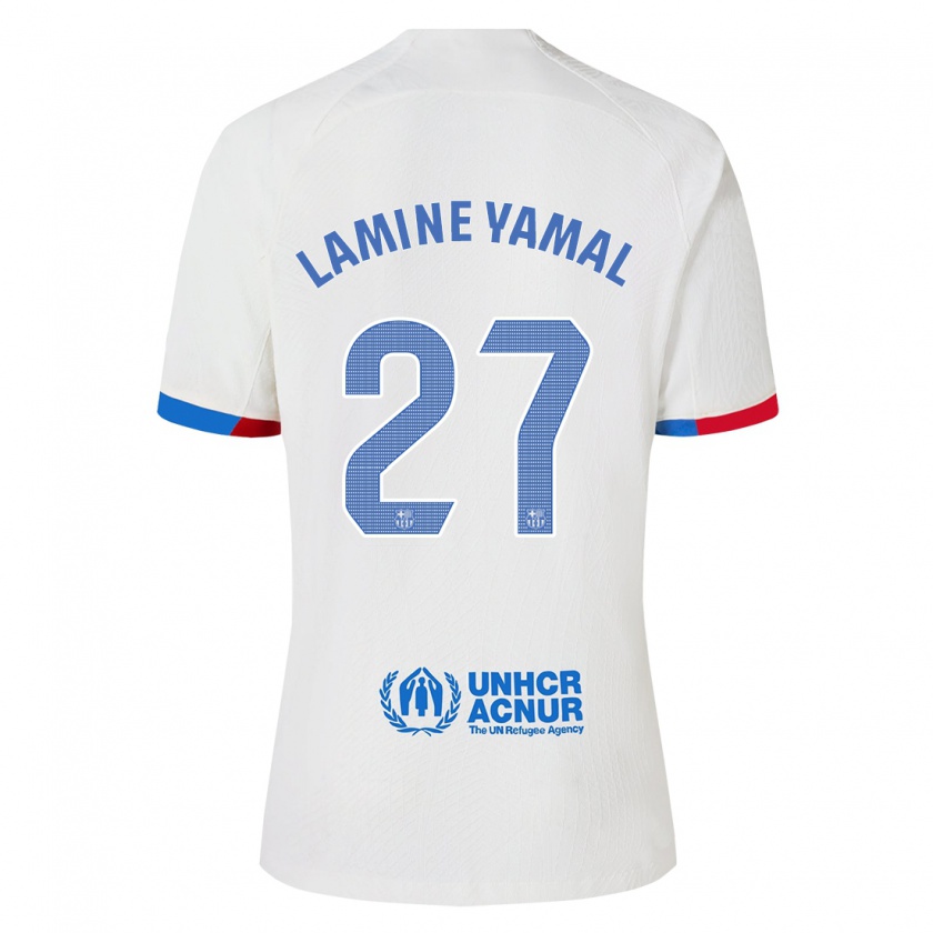 Kandiny Damen Lamine Yamal #27 Weiß Auswärtstrikot Trikot 2023/24 T-Shirt