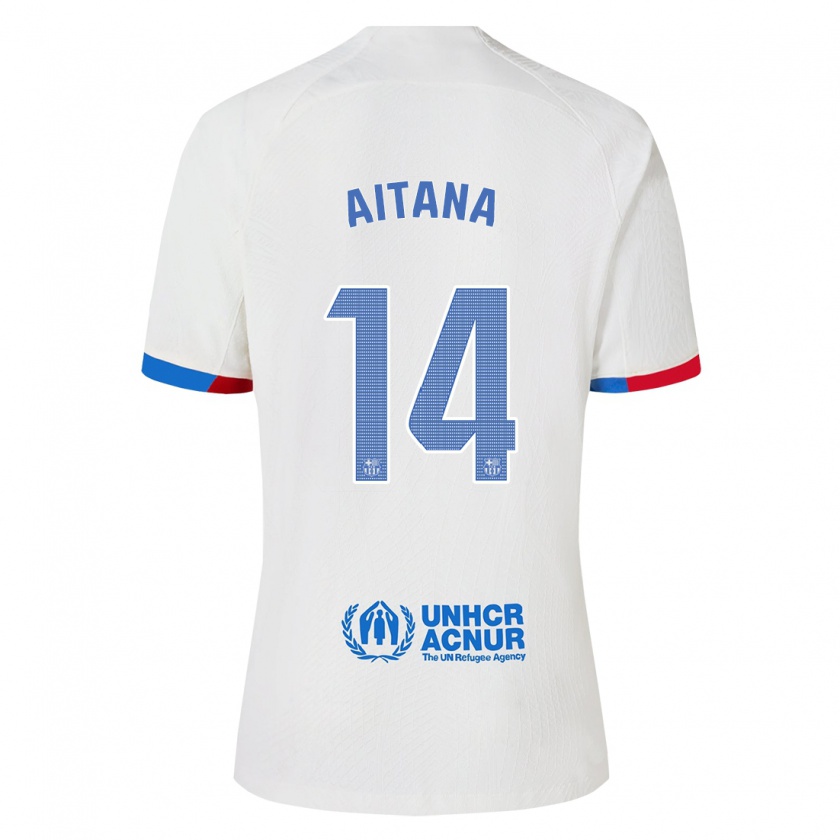 Kandiny Damen Aitana Bonmati #14 Weiß Auswärtstrikot Trikot 2023/24 T-Shirt