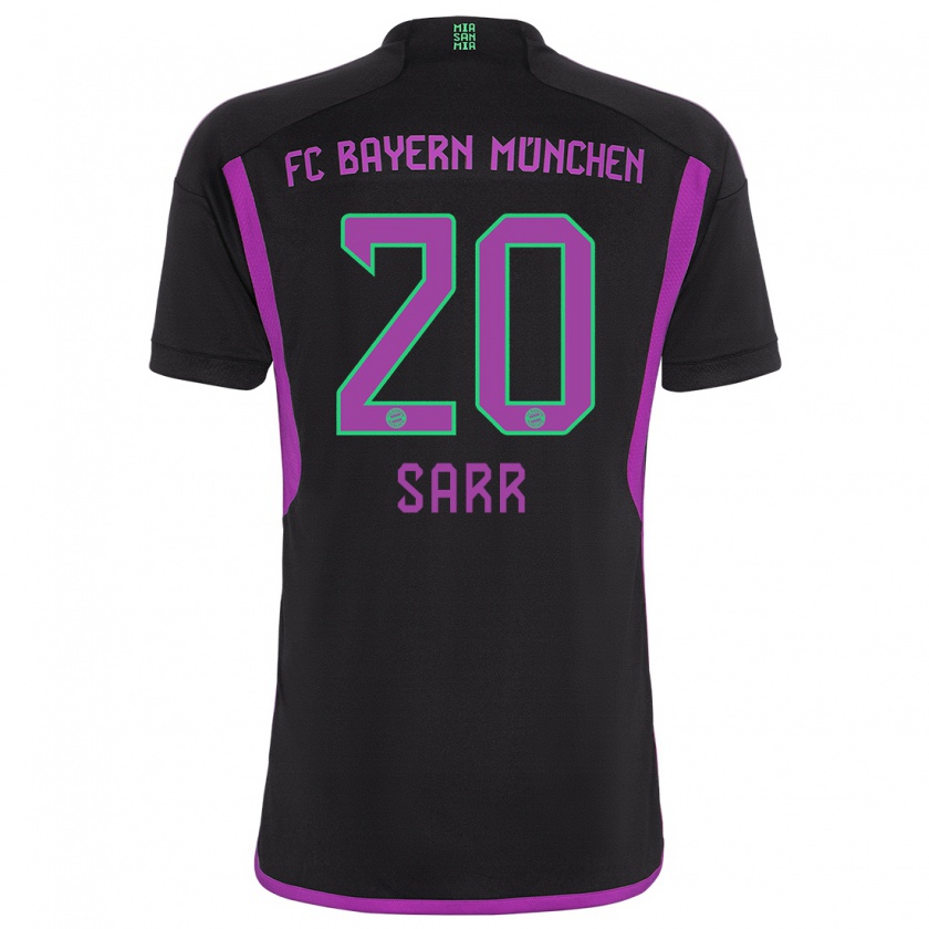 Kandiny Damen Bouna Sarr #20 Schwarz Auswärtstrikot Trikot 2023/24 T-Shirt