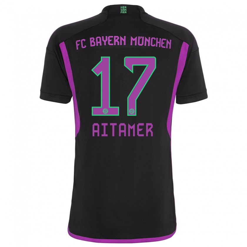 Kandiny Damen Younes Aitamer #17 Schwarz Auswärtstrikot Trikot 2023/24 T-Shirt
