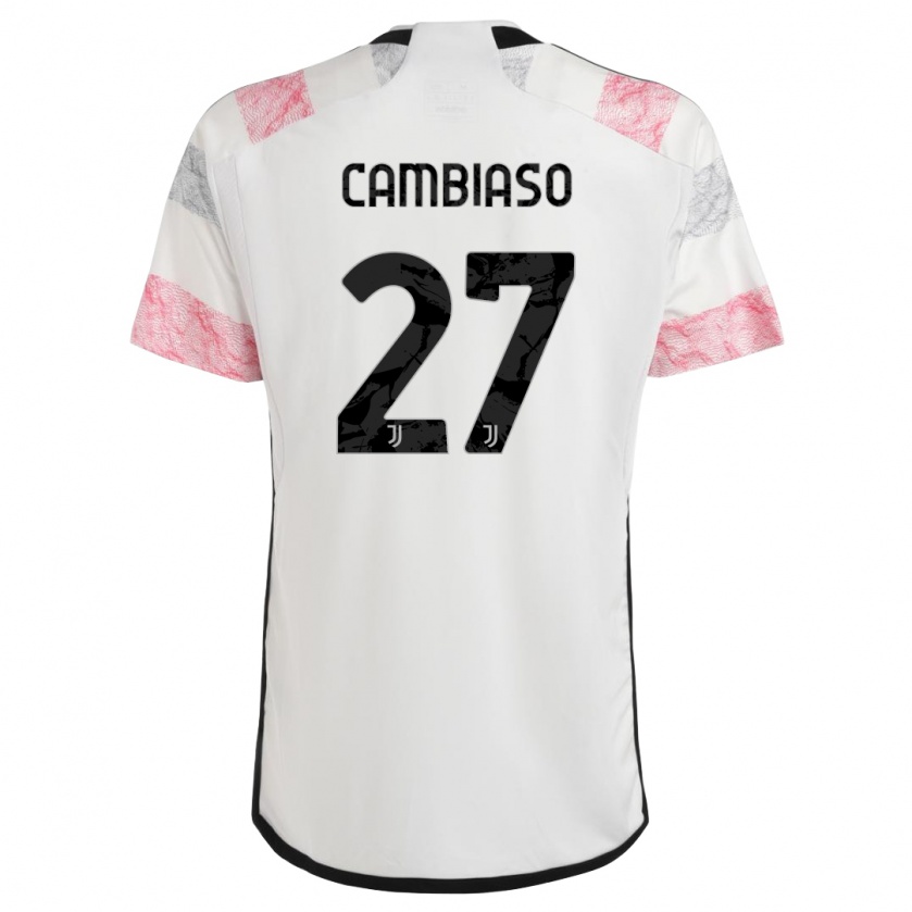 Kandiny Damen Andrea Cambiaso #27 Weiß Rosa Auswärtstrikot Trikot 2023/24 T-Shirt