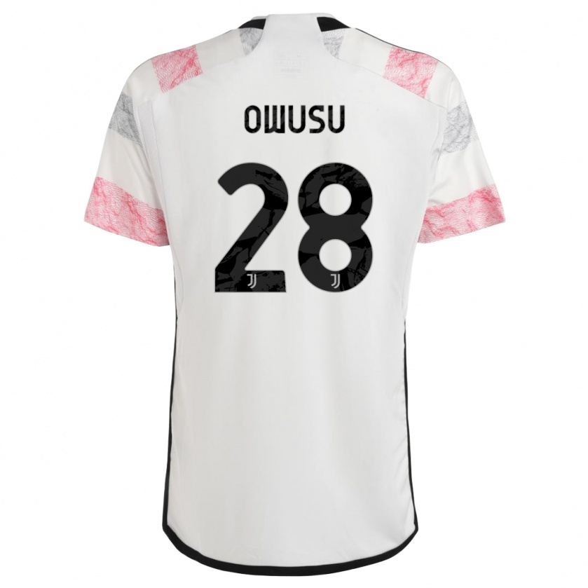 Kandiny Damen Augusto Owusu #28 Weiß Rosa Auswärtstrikot Trikot 2023/24 T-Shirt