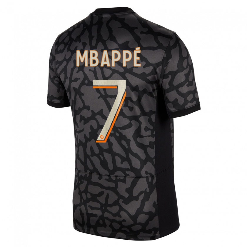 Kandiny Damen Kylian Mbappé #7 Schwarz Ausweichtrikot Trikot 2023/24 T-Shirt