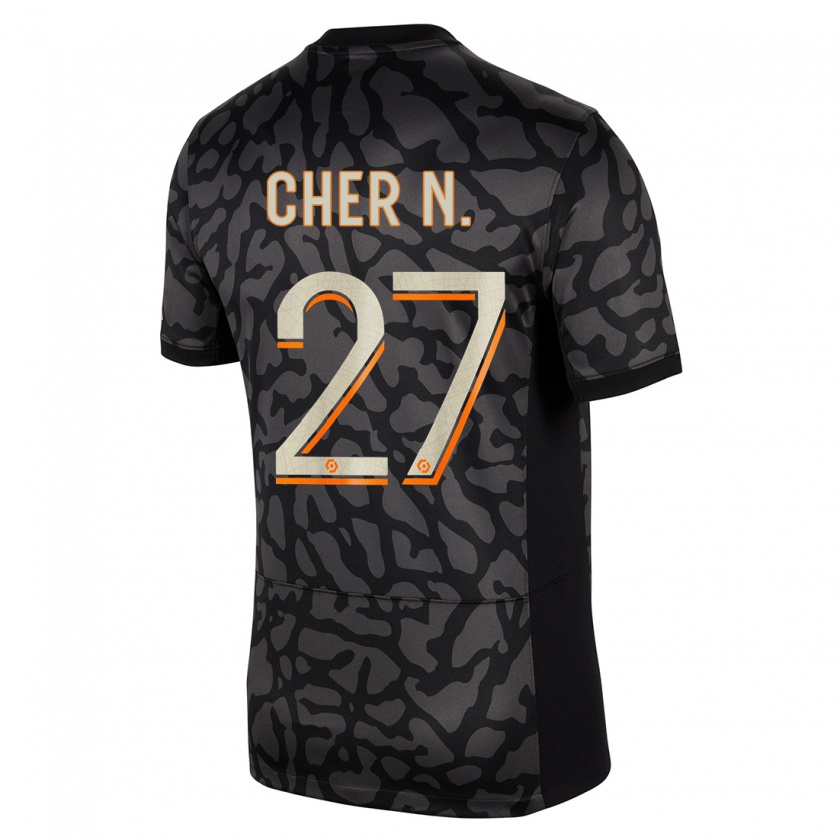 Kandiny Damen Cher Ndour #27 Schwarz Ausweichtrikot Trikot 2023/24 T-Shirt