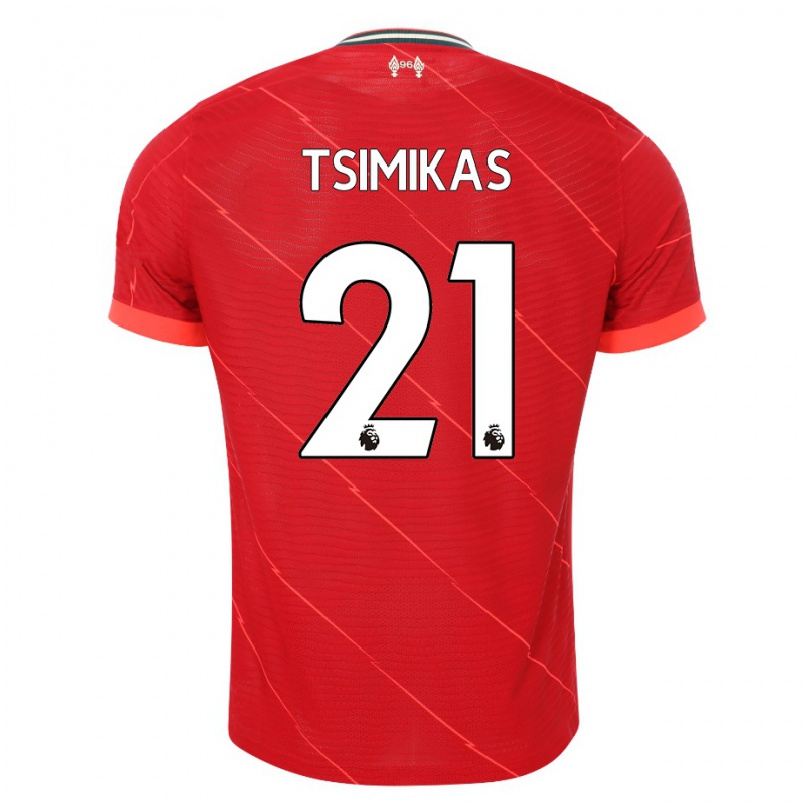 Kinder Fußball Konstantinos Tsimikas #21 Rot Heimtrikot Trikot 2021/22 T-shirt