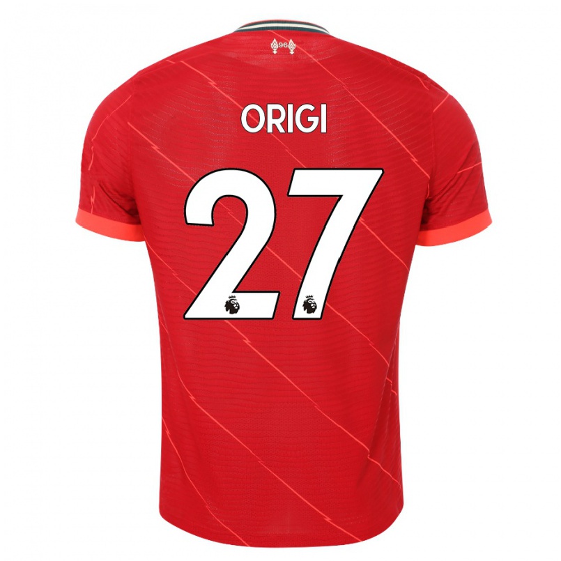 Kinder Fußball Divock Origi #27 Rot Heimtrikot Trikot 2021/22 T-shirt
