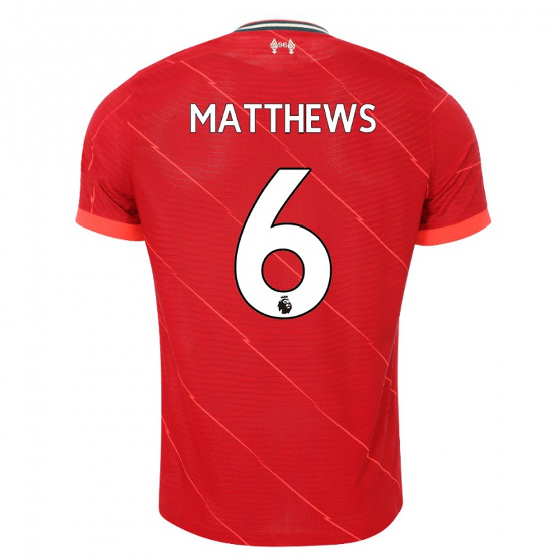 Kinder Fußball Jasmine Matthews #6 Rot Heimtrikot Trikot 2021/22 T-shirt