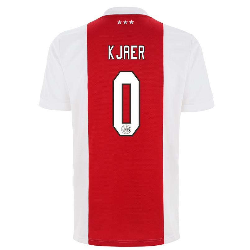 Kinder Fußball Jeppe Kjaer #0 Rot-weiss Heimtrikot Trikot 2021/22 T-shirt