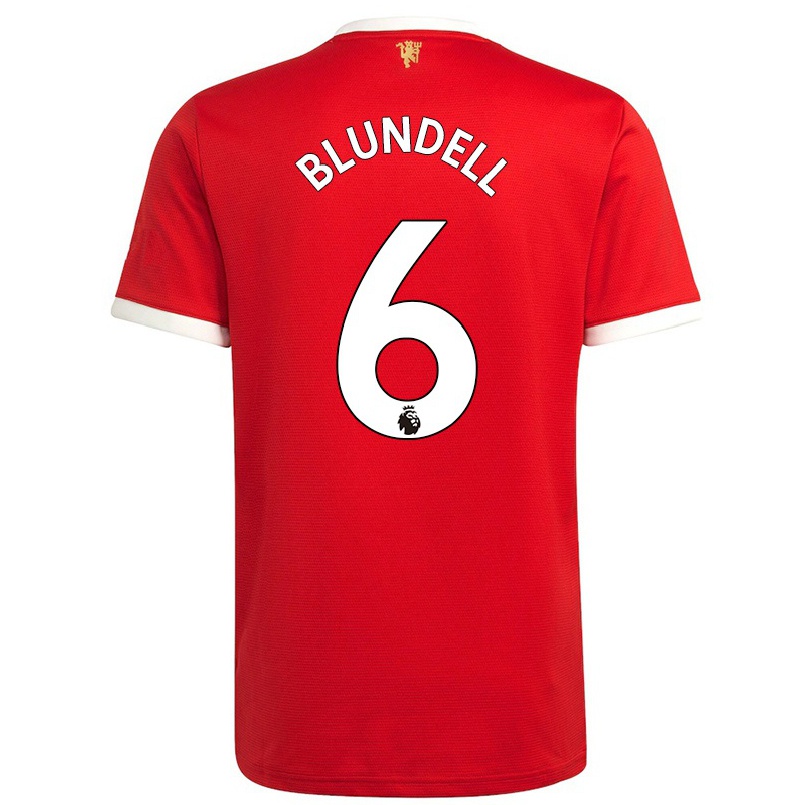 Kinder Fußball Hannah Blundell #6 Rot Heimtrikot Trikot 2021/22 T-shirt