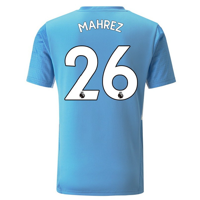 Kinder Fußball Riyad Mahrez #26 Blau Heimtrikot Trikot 2021/22 T-shirt