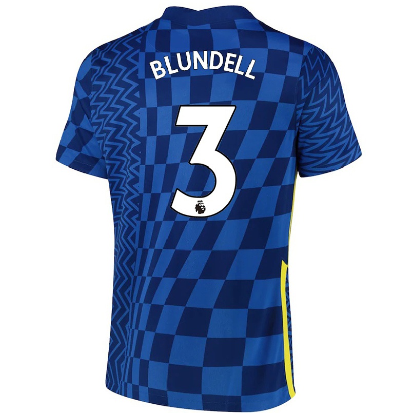 Kinder Fußball Hannah Blundell #3 Dunkelblau Heimtrikot Trikot 2021/22 T-shirt