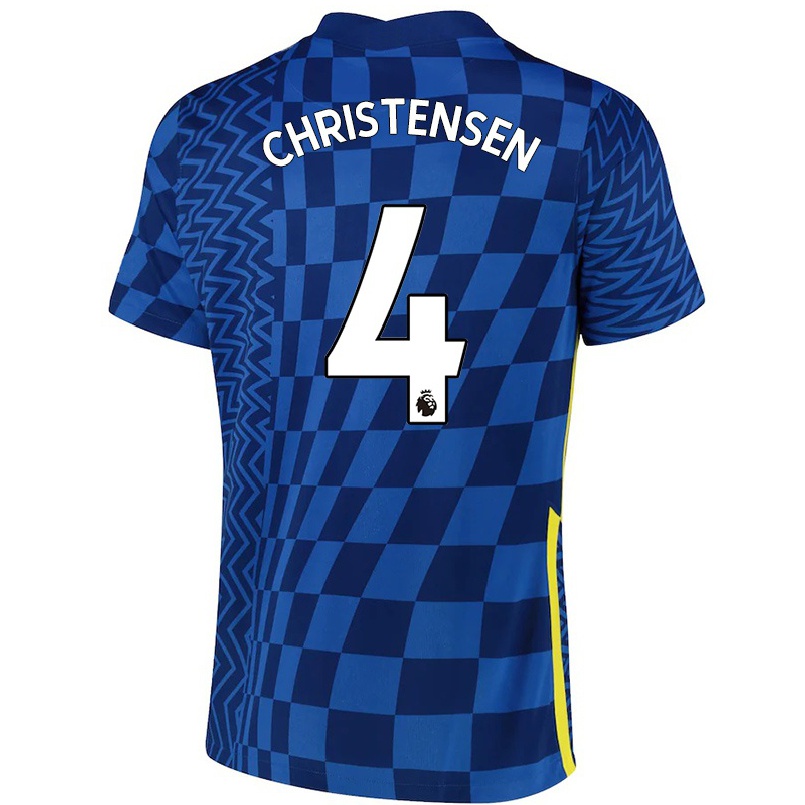 Kinder Fußball Andreas Christensen #4 Dunkelblau Heimtrikot Trikot 2021/22 T-shirt