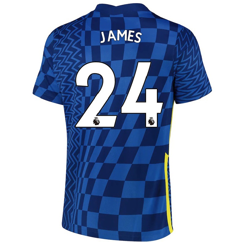 Kinder Fußball Reece James #24 Dunkelblau Heimtrikot Trikot 2021/22 T-Shirt