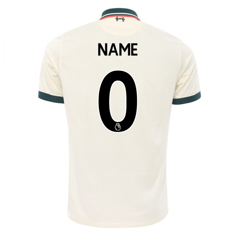 Kinder Fußball Dein Name #0 Beige Auswärtstrikot Trikot 2021/22 T-shirt