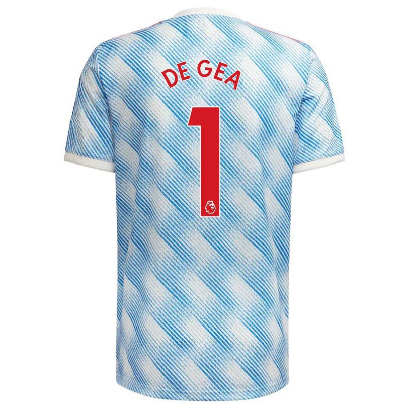Kinder Fußball David De Gea #1 Blau Weiss Auswärtstrikot Trikot 2021/22 T-shirt