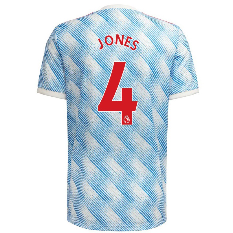Kinder Fußball Phil Jones #4 Blau Weiss Auswärtstrikot Trikot 2021/22 T-shirt